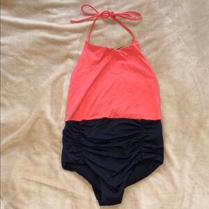 Kids Swim Halter Neck Swimsuit - Coral and Black